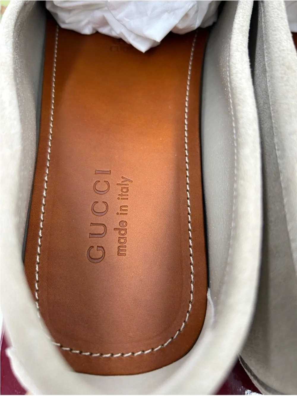Men’s Gucci suede GG embossed loafers size 12.5 fits 13 US made Italy